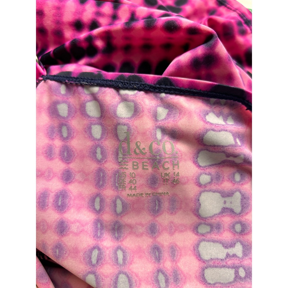 D&Co. Beach 10 Swim Dress Pink Black Tie Dye Dot Wrap V-Neck Modest Summer - Picture 3 of 12